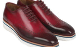 Paul Parkman Men's Smart Casual Wingtip Oxfords in Bordeaux