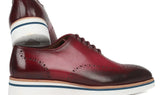 Paul Parkman Men's Smart Casual Wingtip Oxfords in Bordeaux