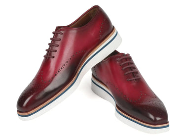 Paul Parkman Men's Smart Casual Wingtip Oxfords in Bordeaux