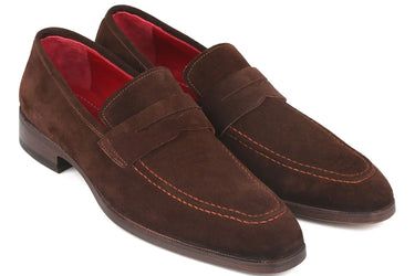 Paul Parkman Men's Suede Penny Loafers in Brown