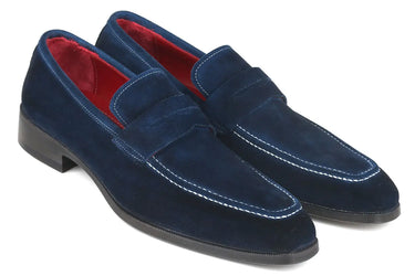 Paul Parkman Men's Suede Penny Loafers in Navy