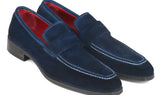 Paul Parkman Men's Suede Penny Loafers in Navy
