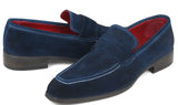 Paul Parkman Men's Suede Penny Loafers in Navy
