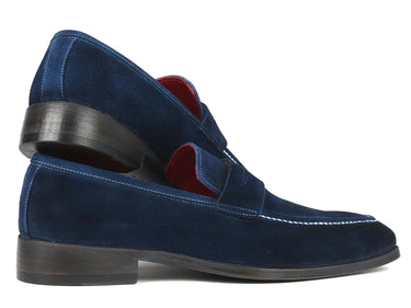 Paul Parkman Men's Suede Penny Loafers in Navy