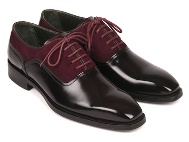 Paul Parkman Men's Suede & Black Patent Oxfords in Burgundy