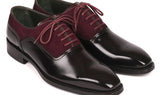 Paul Parkman Men's Suede & Black Patent Oxfords in Burgundy