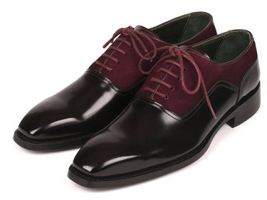 Paul Parkman Men's Suede & Black Patent Oxfords in Burgundy