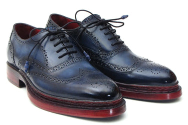Paul Parkman Men's Triple Leather Sole Wingtip Oxfords in Navy