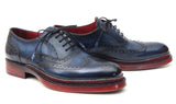 Paul Parkman Men's Triple Leather Sole Wingtip Oxfords in Navy