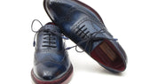Paul Parkman Men's Triple Leather Sole Wingtip Oxfords in Navy