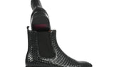 Paul Parkman Men's Woven Leather Chelsea Boots in Black