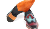 Paul Parkman Norwegian Welted Tassel Loafers in Blue & Purple