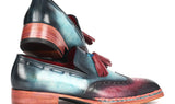 Paul Parkman Norwegian Welted Tassel Loafers in Blue & Purple