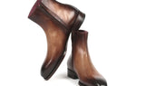 Paul Parkman Side Zipper Boots Goodyear Welted in Brown Burnished