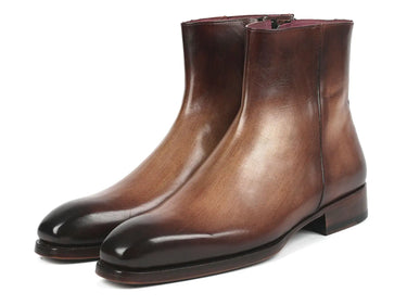 Paul Parkman Side Zipper Boots Goodyear Welted in Brown Burnished