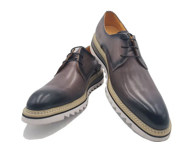Carrucci Shoes Plain Toe Blucher Oxford in Gray