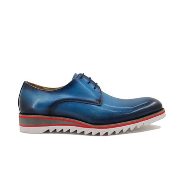 Carrucci Shoes Plain Toe Blucher Oxford in Ocean Blue