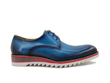Carrucci Shoes Plain Toe Blucher Oxford in Ocean Blue