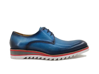 Carrucci Shoes Plain Toe Blucher Oxford in Ocean Blue
