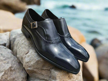 Carrucci Shoes Plain Toe Single Monk Loafer
