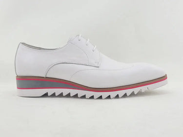 Carrucci Shoes Oxford Wing-Tip Leather Dress Shoe in White
