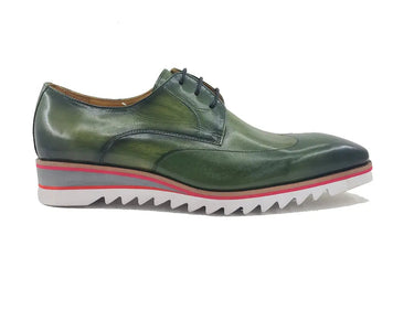 Carrucci Shoes Oxford Wing-Tip Leather Dress Shoe in Jade