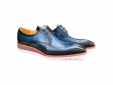 Carrucci Shoes Oxford Wing-Tip Leather Dress Shoe in Blue