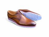 Carrucci Shoes Oxford Wing-Tip Leather Dress Shoe in Cognac
