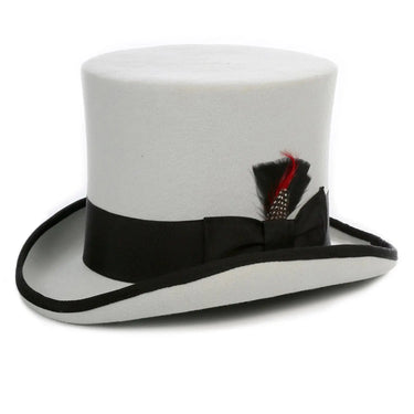 Ferrecci Premium Top Hat in Grey & Black Wool Victorian Elegance in Grey & Black #color_ Grey & Black