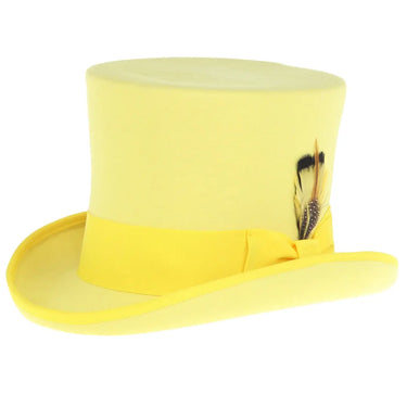 Ferrecci Premium Top Hat in Yellow Wool Victorian Elegance in Yellow #color_ Yellow
