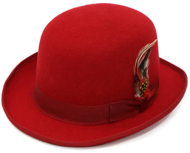 Ferrecci Wool Bowler Hat in Red