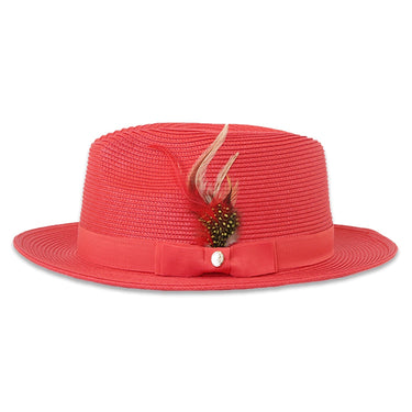 Ferrecci Tapa in Red Crushable Straw Fedora