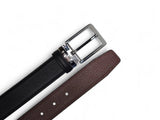 Reversible Belt in Pebble Leather in Black Brown