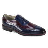 Giovanni Rio Leather Brogue Dress Shoes in Blue Burgundy