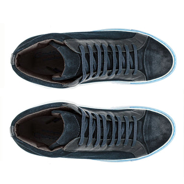 Giovacchini Ruben in Antique Blue Waxed Suede High-top Sneakers