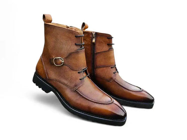 Rugged Split Toe Lace-up Boot in Cognac