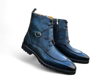 Rugged Split Toe Lace-up Boot in Navy