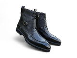 Rugged Split Toe Lace-up Boot in Black