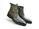 Rugged Split Toe Lace-up Boot in Olive