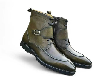 Rugged Split Toe Lace-up Boot in Olive