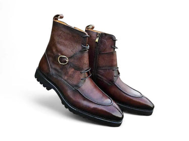 Rugged Split Toe Lace-up Boot in Chestnut