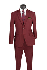 Vinci 2 Piece Slim Fit Suit in Burgundy - S-2PP