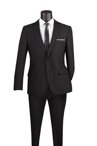 Vinci Black Regular Fit 2 Piece Suit - 2PP