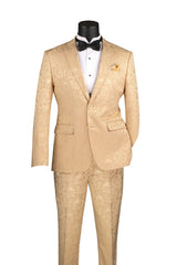 Vinci 2 Piece Slim Fit Suit in Beige - S2F-1