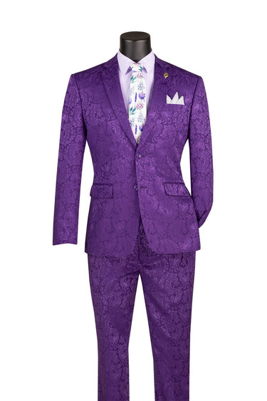 Vinci Purple Slim Fit 2 Piece Suit - S2F-1