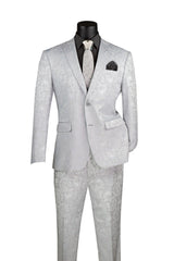 Vinci 2 Piece Slim Fit Suit in Silver - S2F-1