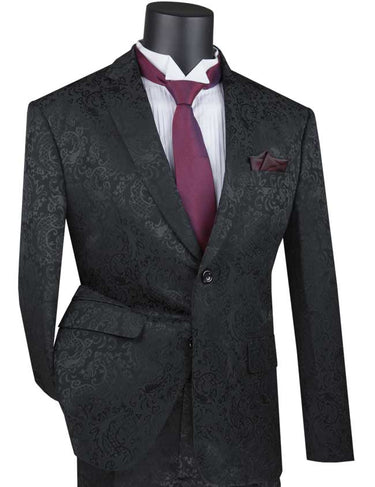 Vinci Black Slim Fit 2 Piece Suit - S2F-1