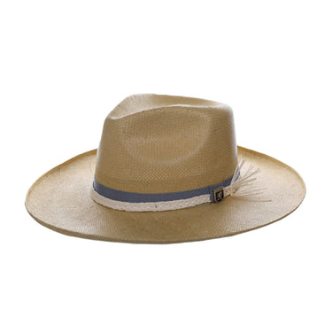 Stacy Adams New York Toyo Straw Wide Brim Fedora Hat in Tan