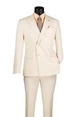 Vinci Bone White Slim Fit Double Breasted Suit - SDB-1
