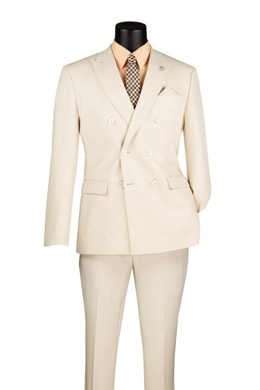 Vinci Bone White Slim Fit Double Breasted Suit - SDB-1